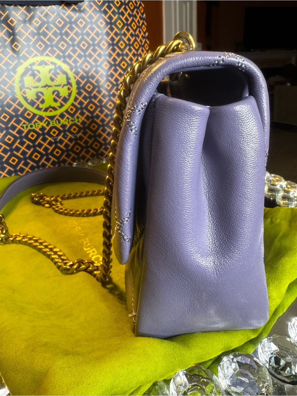 NWOT Tory Burch Willa Soft Quilt Small Shoulder Bag in Lavender. - Picture 10 of 13